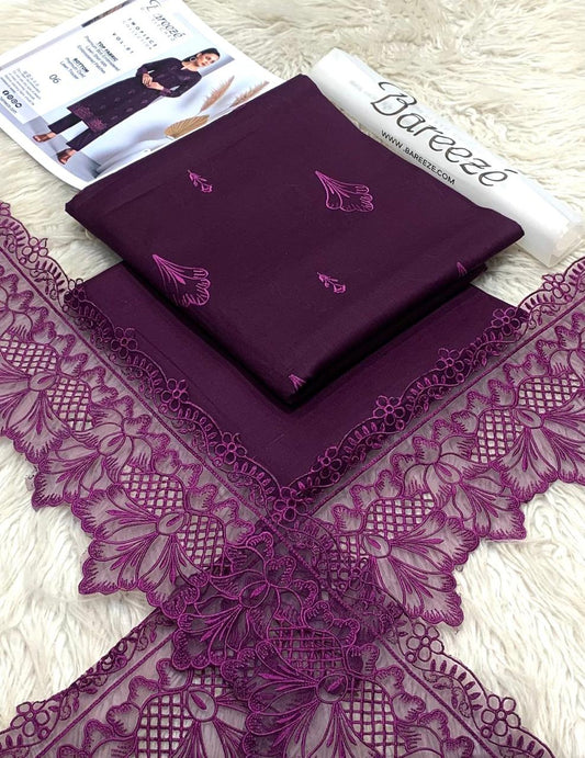 BAREEZA LAWN EMB LAWN 2PC UNSTICHED