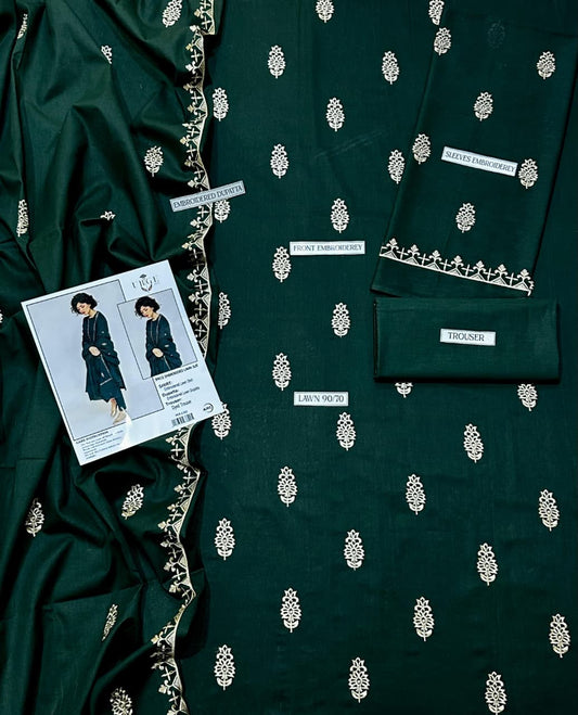 EMBERIODERY LAWN 3PC UNSTICHED