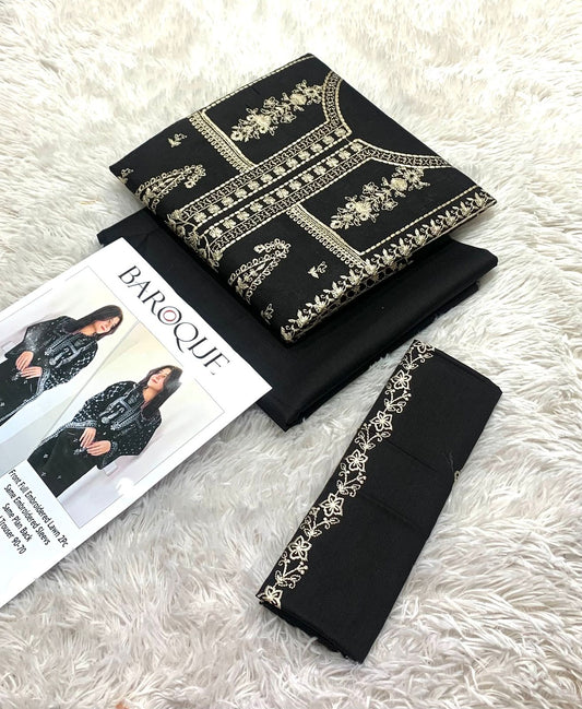 BAROUQE LAWN EMB 2PC UNSTICHED