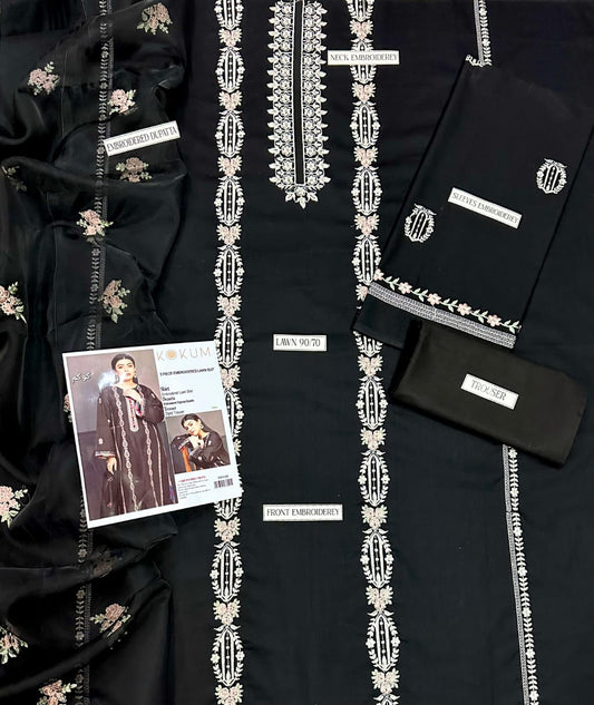 EMBERIODERY LAWN 3PC UNSTICHED