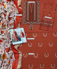 EMBERIODERY LAWN 3PC UNSTICHED