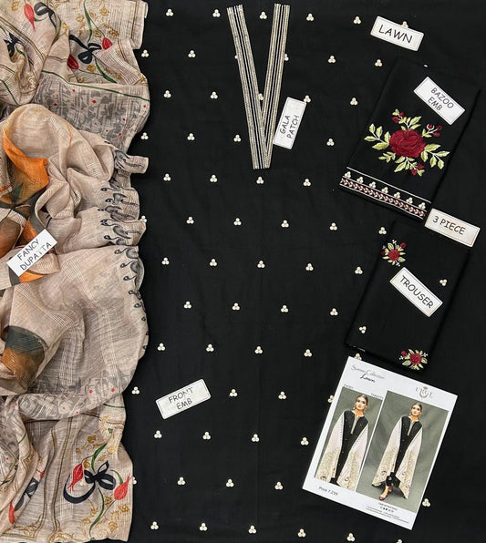 EMBEROIDERY LAWN 3PC UNSTICHED