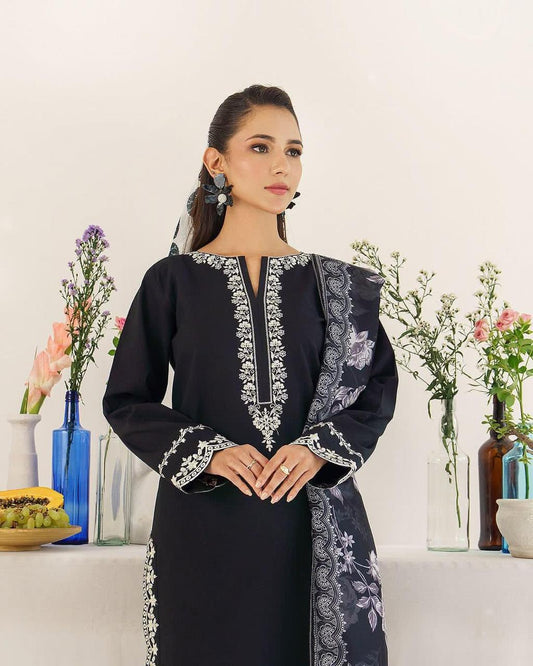 EMBERIODERY LAWN 3PC UNSTICHED