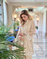 Chiffon 3Pc Suit With Malai Crap Trouser