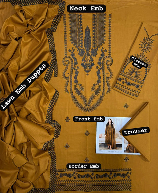 EMBERIODRY LAWN 3PC UNSTICHED