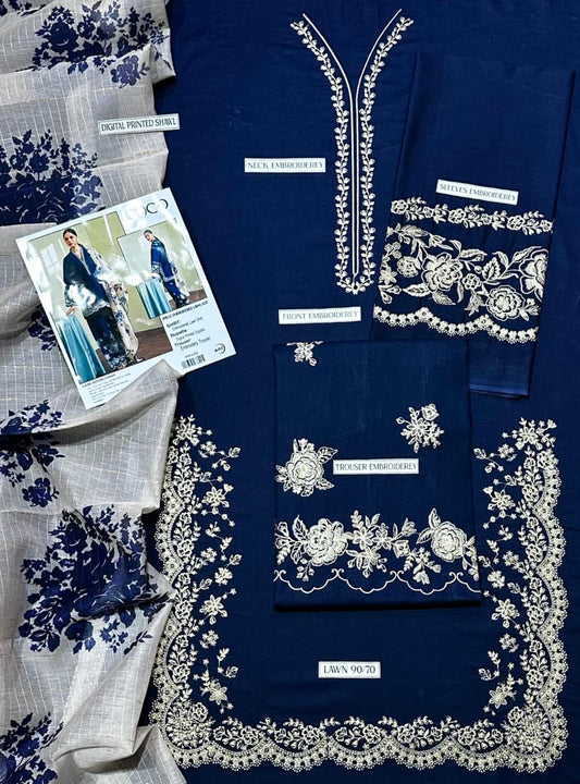 COCO EMB LAWN 3PC UNSTICHED