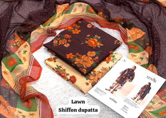 IZNIK LAWN 3PC UNSTICHED