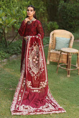 Crimson Chikankari Lawn & Organza Embroidered Suit