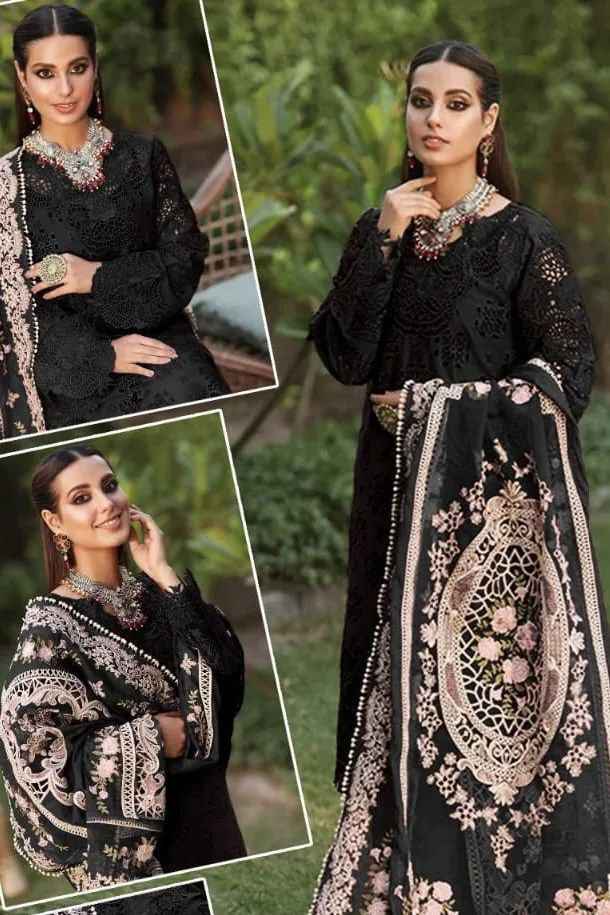 Crimson Chikankari Lawn & Organza Embroidered Suit