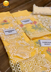 Crimson Embroidered Chickenkari Suit with Organza Dupatta