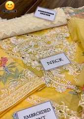 Crimson Embroidered Chickenkari Suit with Organza Dupatta