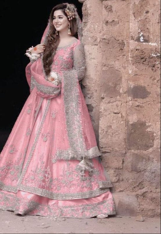 Kashee Heavy Embroidered Bridal Maxi with Satin Silk Trouser