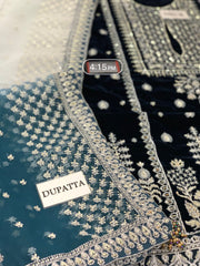 Jazmin Velvet Wedding Suit with Organza Tie & Dye Dupatta