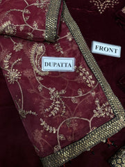 Jazmin Luxury Velvet Suit with Embroidered Organza Dupatta