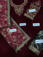 Jazmin Luxury Velvet Suit with Embroidered Organza Dupatta