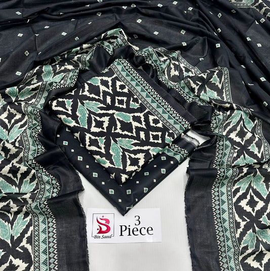 BIN SAEED | Premium Unstitched 3-Piece Lawn Suit (Article 12)