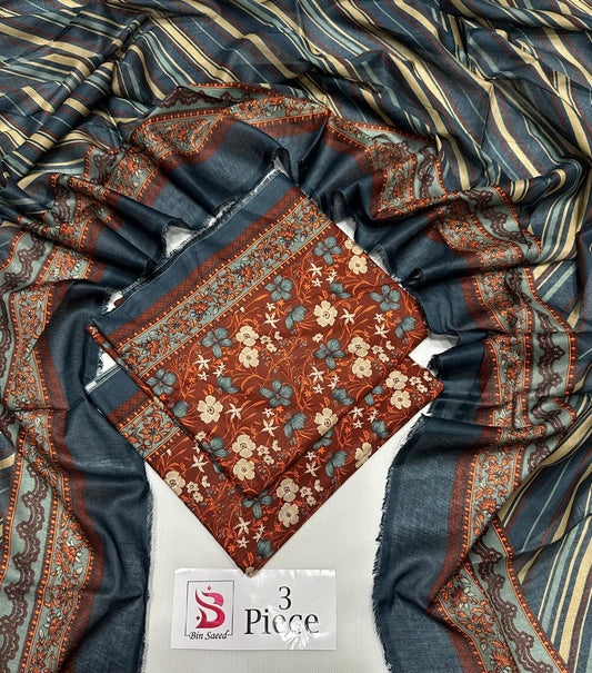 BIN SAEED | Premium Unstitched 3-Piece Lawn Suit (Article 21)