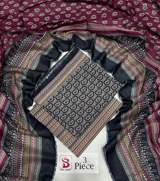 BIN SAEED | Premium Unstitched 3-Piece Lawn Suit (Article 36)