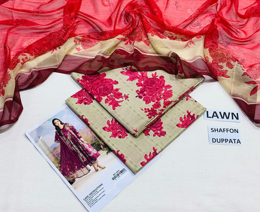 Digital Printed Lawn 3-Piece Suit (Article 7)