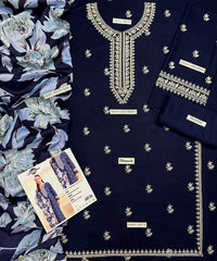 Winter Collection – Sapphire Dhanak Marina Embroidered 3-Piece Suit