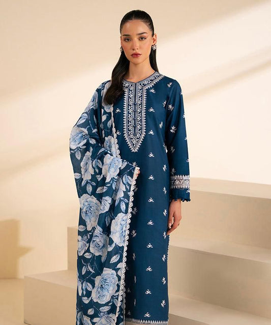 Winter Collection – Sapphire Dhanak Marina Embroidered 3-Piece Suit