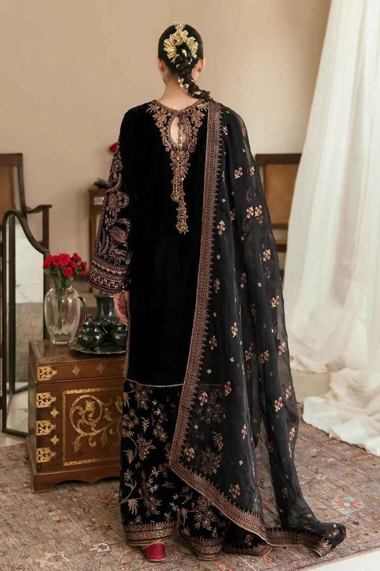 Baroque Velvet Heavy Embroidered Dress