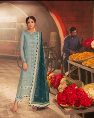 Asim Jofa Luxury Chiffon Ensemble: Embroidered Chiffon & Malai Trouser