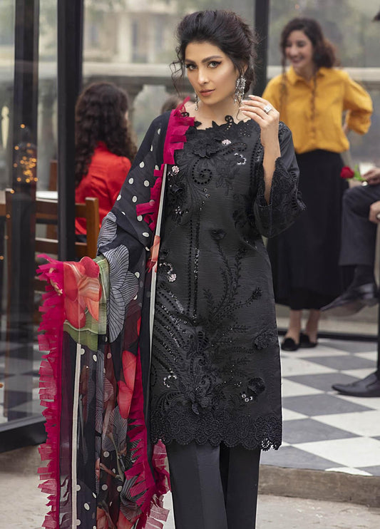 3-Piece Unstitched Suit: Chikankari Lawn with Silk Dupatta & Embroidered Patches