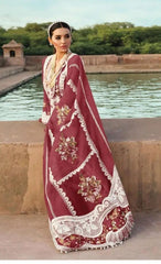 Crimson Heavy Embroidered Lawn Suit with Embroidered Dupatta