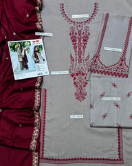 KHADDI EMB LAWN 3PC UNSTICHED