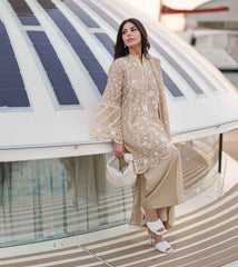 Chiffon 3Pc Suit With Malai Crap Trouser