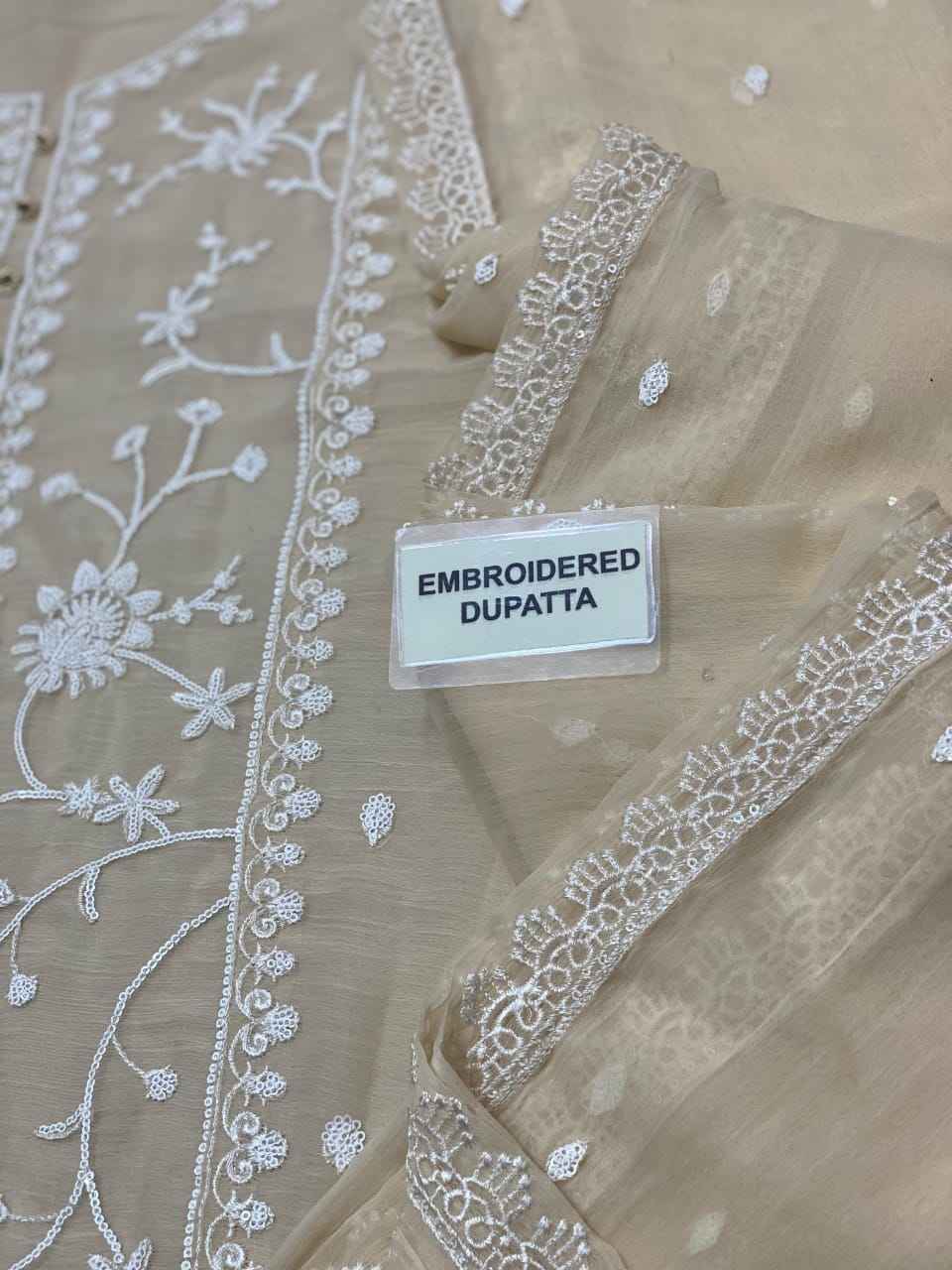 Chiffon 3Pc Suit With Malai Crap Trouser