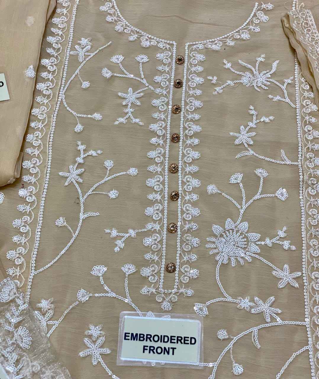 Chiffon 3Pc Suit With Malai Crap Trouser