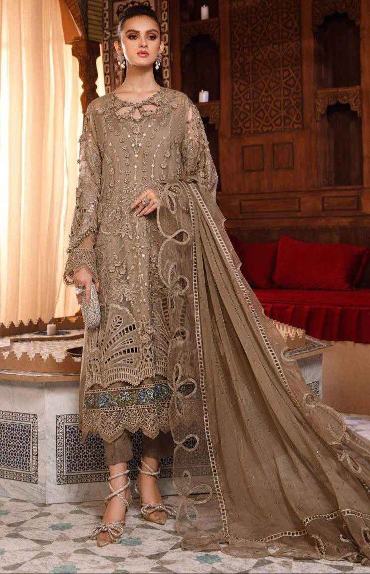 Organza 3 Pc Suit Embroidered