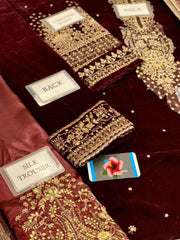 Embroidered Pure Velvet Suit 3 Pc