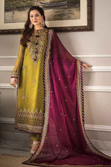 Chiffon Suit With Malai Trouse Embroidered Bunch Asim Jofa