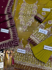 Chiffon Suit With Malai Trouse Embroidered Bunch Asim Jofa