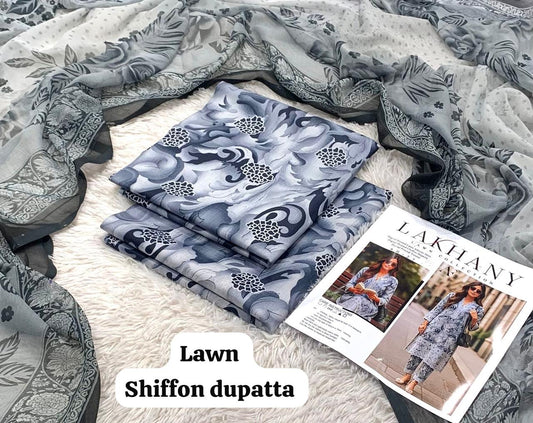 LAKHANY LAWN 3PC UNSTICHED