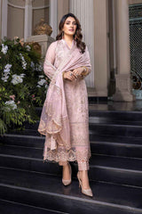 Chiffof Suit Azure Brand Embroidery 3 Pc Suit