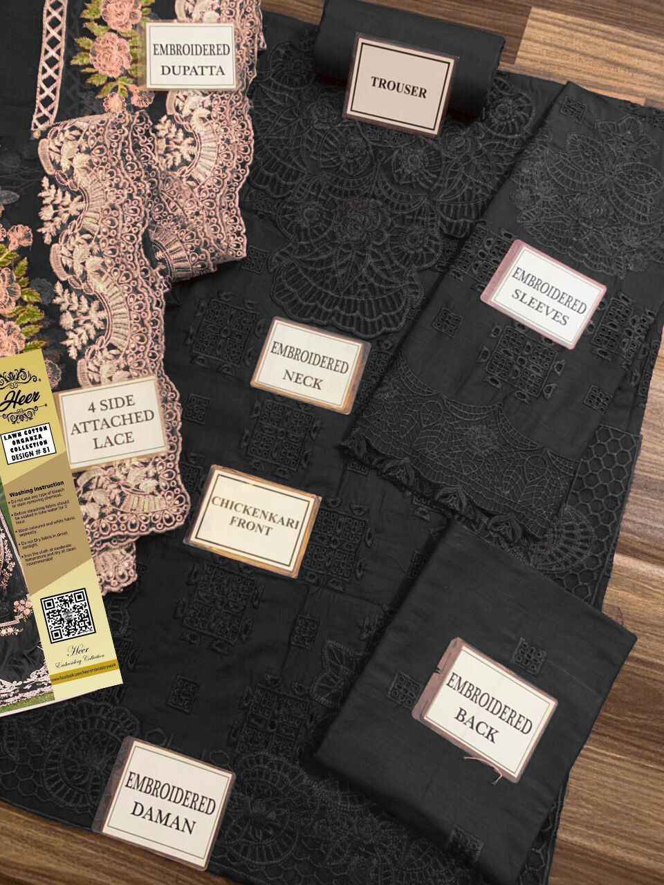 Crimson Chikankari Lawn & Organza Embroidered Suit