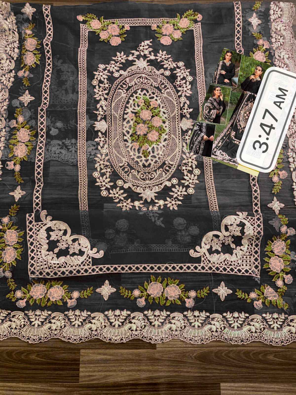 Crimson Chikankari Lawn & Organza Embroidered Suit