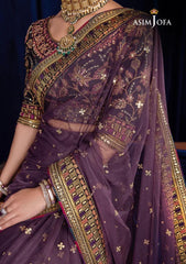 Asim Jofa Luxury Net Saree: Embroidered Net & Cotton Silk