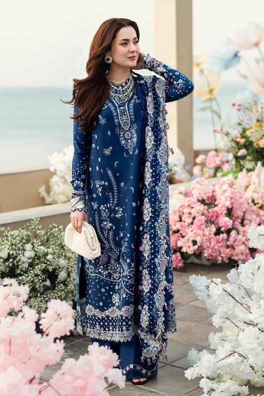 Hania's Eid Edit – Luxe Embroidered Lawn Ensemble by Qalamkar