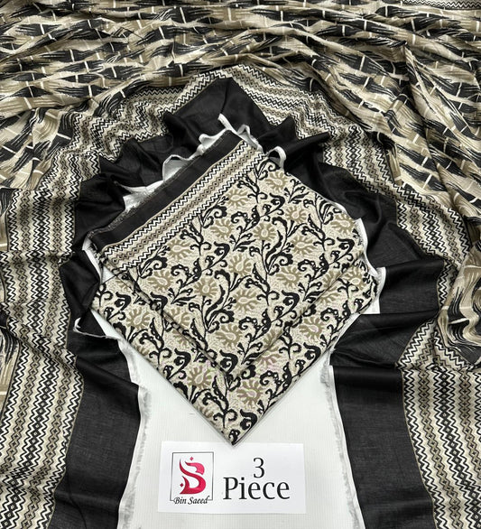 BIN SAEED | Premium Unstitched 3-Piece Lawn Suit (Article 7)