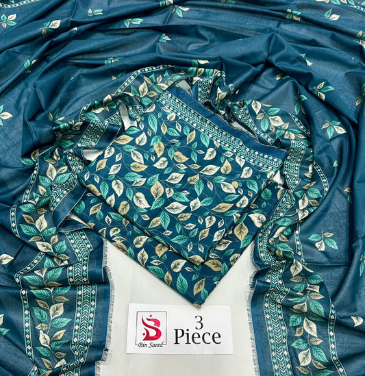 BIN SAEED | Premium Unstitched 3-Piece Lawn Suit (Article 13)