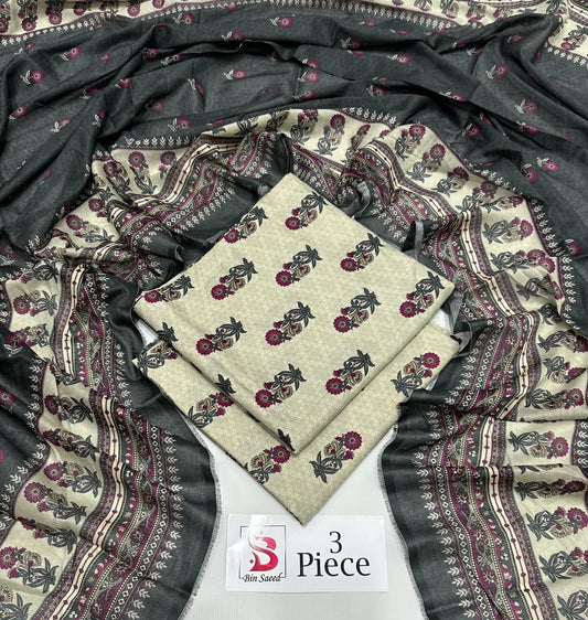 BIN SAEED | Premium Unstitched 3-Piece Lawn Suit (Article 28)