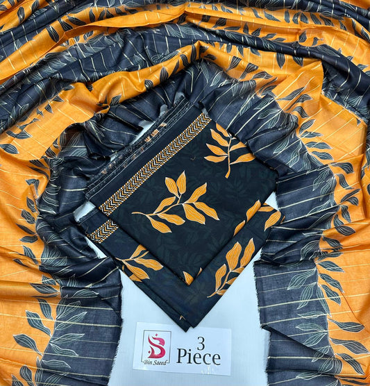 BIN SAEED | Premium Unstitched 3-Piece Lawn Suit (Article 37)