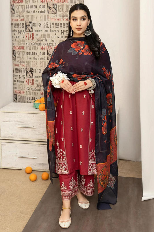 Winter Collection – Airjet Dhanak Embroidered 3-Piece Suit