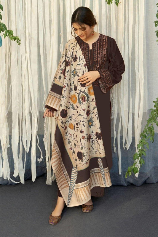 Winter Collection – Urge Dhanak Marina Embroidered 3-Piece Suit
