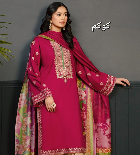 Winter Collection – Kokum Dhanak Marina Embroidered 3-Piece Suit
